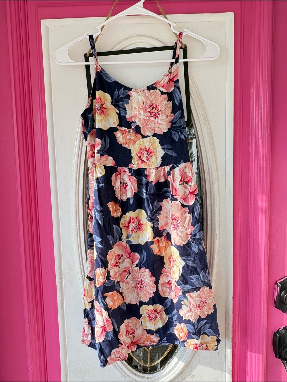 Old Navy Navy Floral Summer Dress with Pink & Yellow Blooms